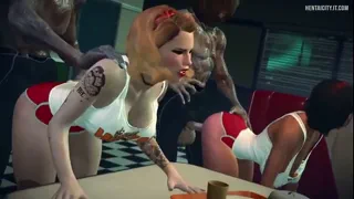 Busty HooterS Get Fucked by Horny Zombie in Foursome