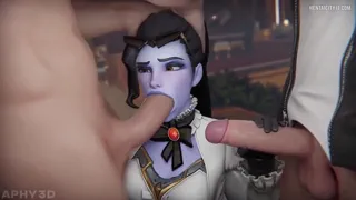 Widowmaker spitroasted by two huge dick [Overwatch] (Aphy3d)