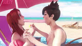 Tracer and Emily Double Dildo and Clit Sucker Combo