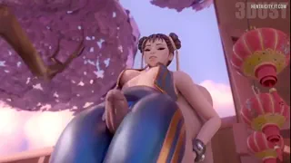 Slutty Hentai Chun Li&#039;s Enjoying thighjob and Creampied