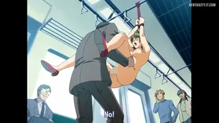 Busty Hentai Nerd Woman Gangbanged in the Train