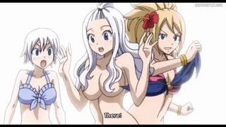 Stripping each other at the pool [Fairy Tail]