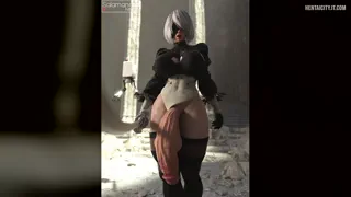 2B with an unfortunate wardrobe mishap (Salamadra)