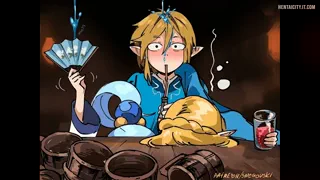 Link, Zelda and Aqua in bar - rule 34 comics (Snegovski) [Konosuba, Legend Of Zelda]