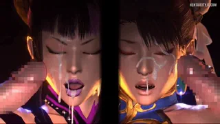 Juri Han &amp; Chun-li Cumshot