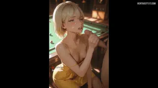 Fucked The Cute Girl In Her Yellow Dress On The Pool Table