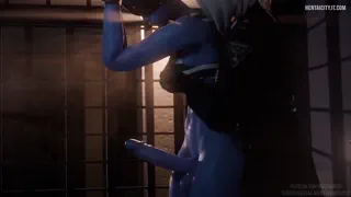 Ashe edging Widowmaker in prison [Overwatch] (By Kachigachi)