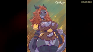 Dragon OC pinup comm [F] (Hornyraccoon)