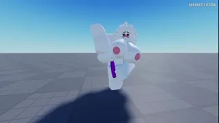 Blonde babe squirting with her dildo in Roblox HD