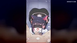 Kazusa sucking him with the mask on