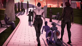 Shepard and Aria take their pets for a stroll (Asarimaniac)