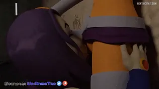 The Raven is giving a oral job to Starfire