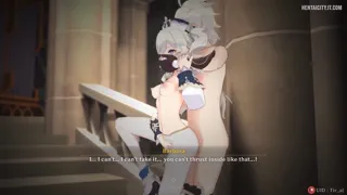 Barbara behind a pillar