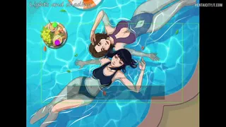 Ryoko and Emi poolshot for upcoming Paradise Lust 3: rough to final. Pretty happy with this one. What do you think of the final shot